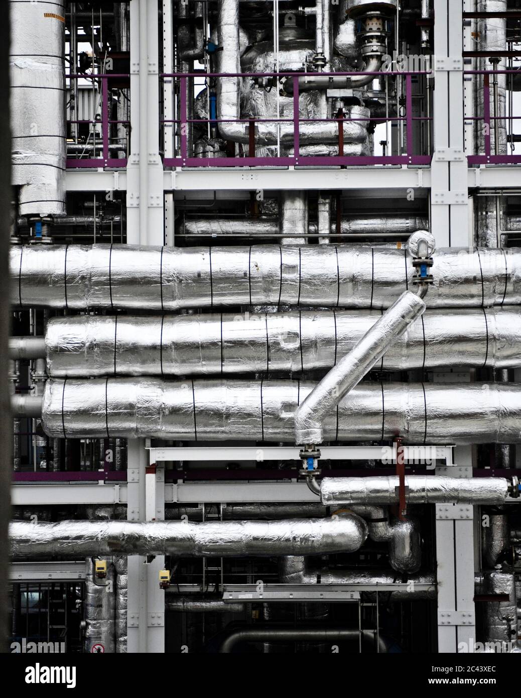 Pipelines in the biomass power plant in Güssing, Austria Stock Photo