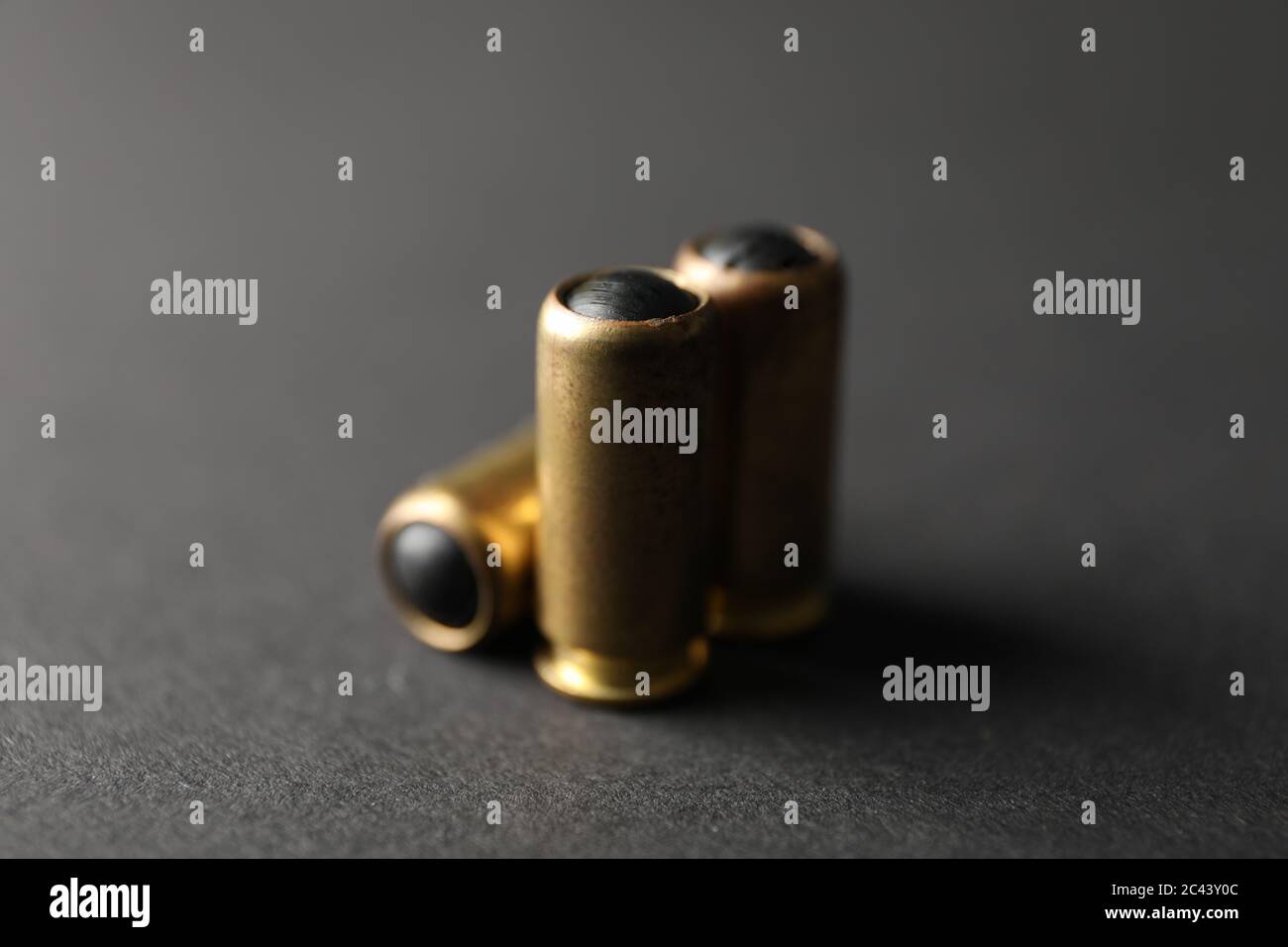 Rubber bullets on black background, close up Stock Photo