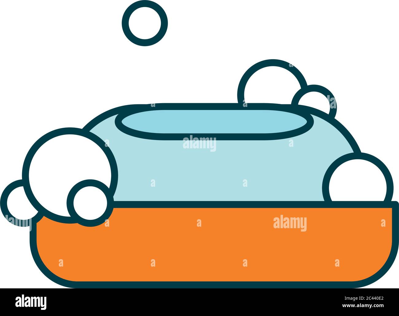soap bar with bubbles icon over white background, line and fill style ...