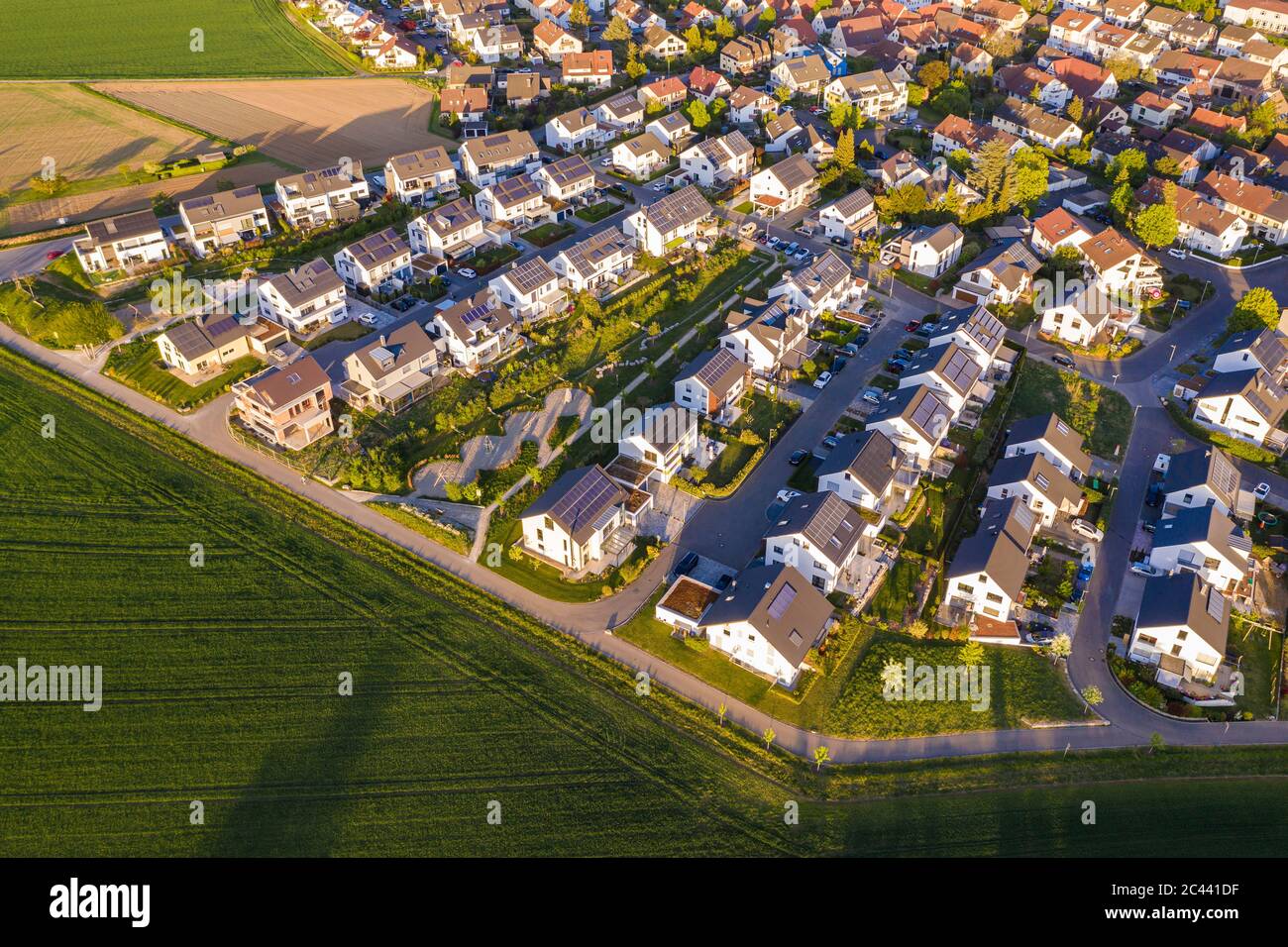 Germany, Baden-Wurttemberg, Waiblingen, Aerial view of modern suburb Stock Photo