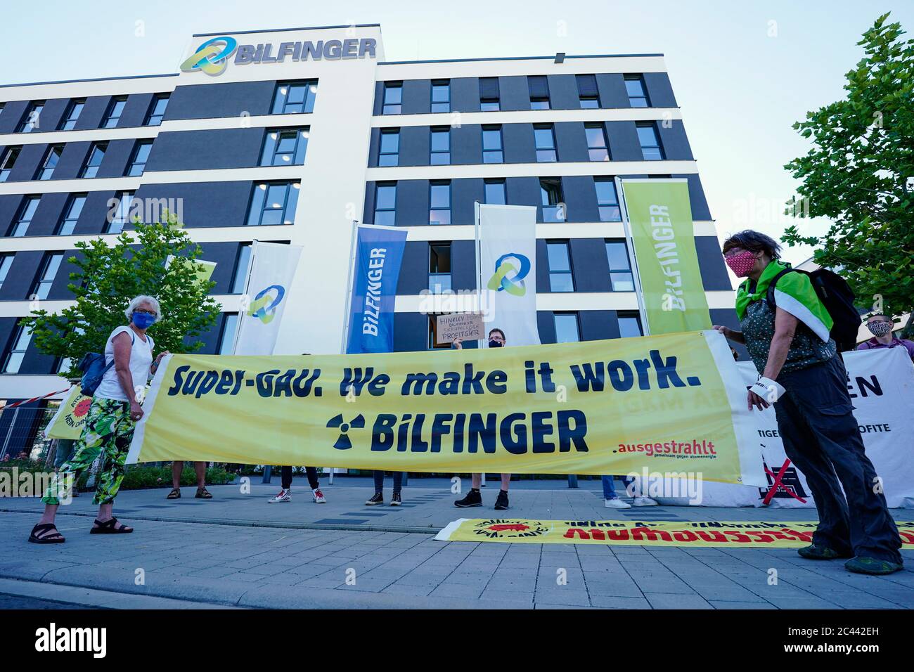 Mannheim Germany 24th June Activists Of The Anti Nuclear Organization Broadcasted Hold A Banner In