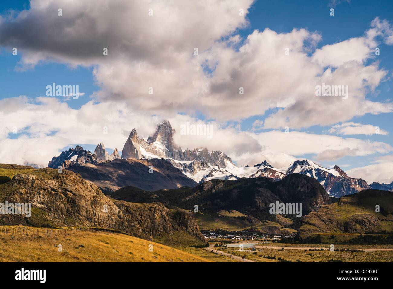 Argentina, Scenic view of clouds over Fitz Roy mountain Stock Photo