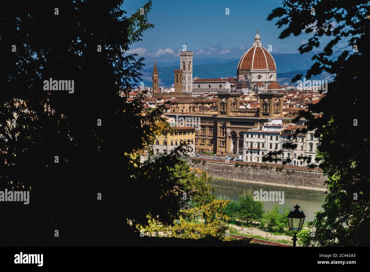 Italy, Tuscany, Florence, Cathedral Santa Maria del Fiore dome and buildings in old town Stock Photo