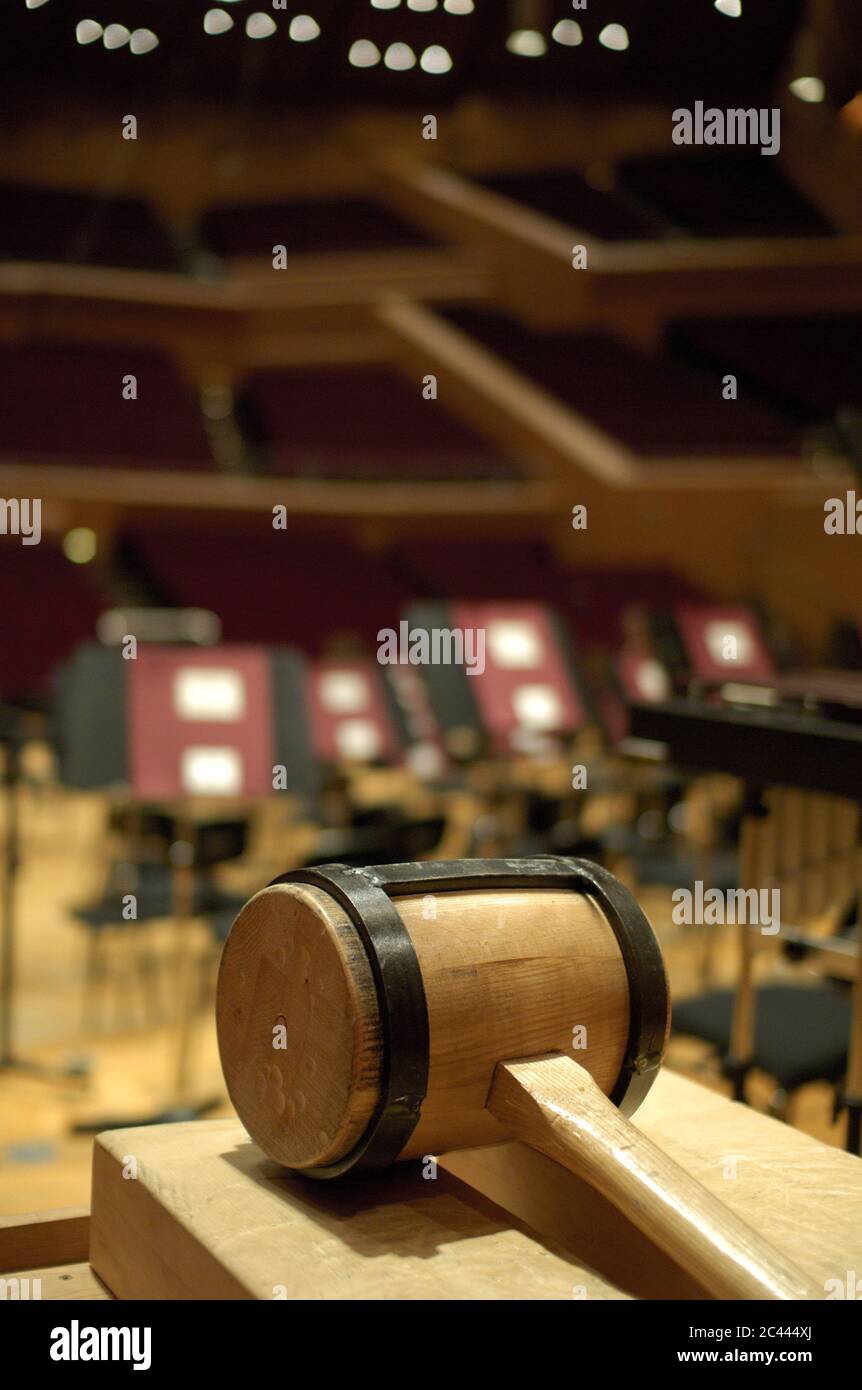 Mallet on a conductor's desk Stock Photo