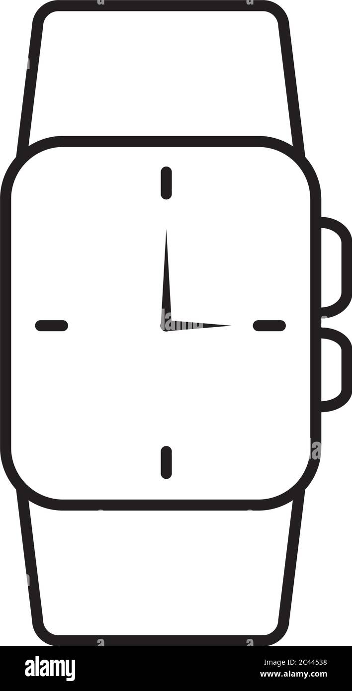 wrist watch icon over white background, line style, vector illustration ...