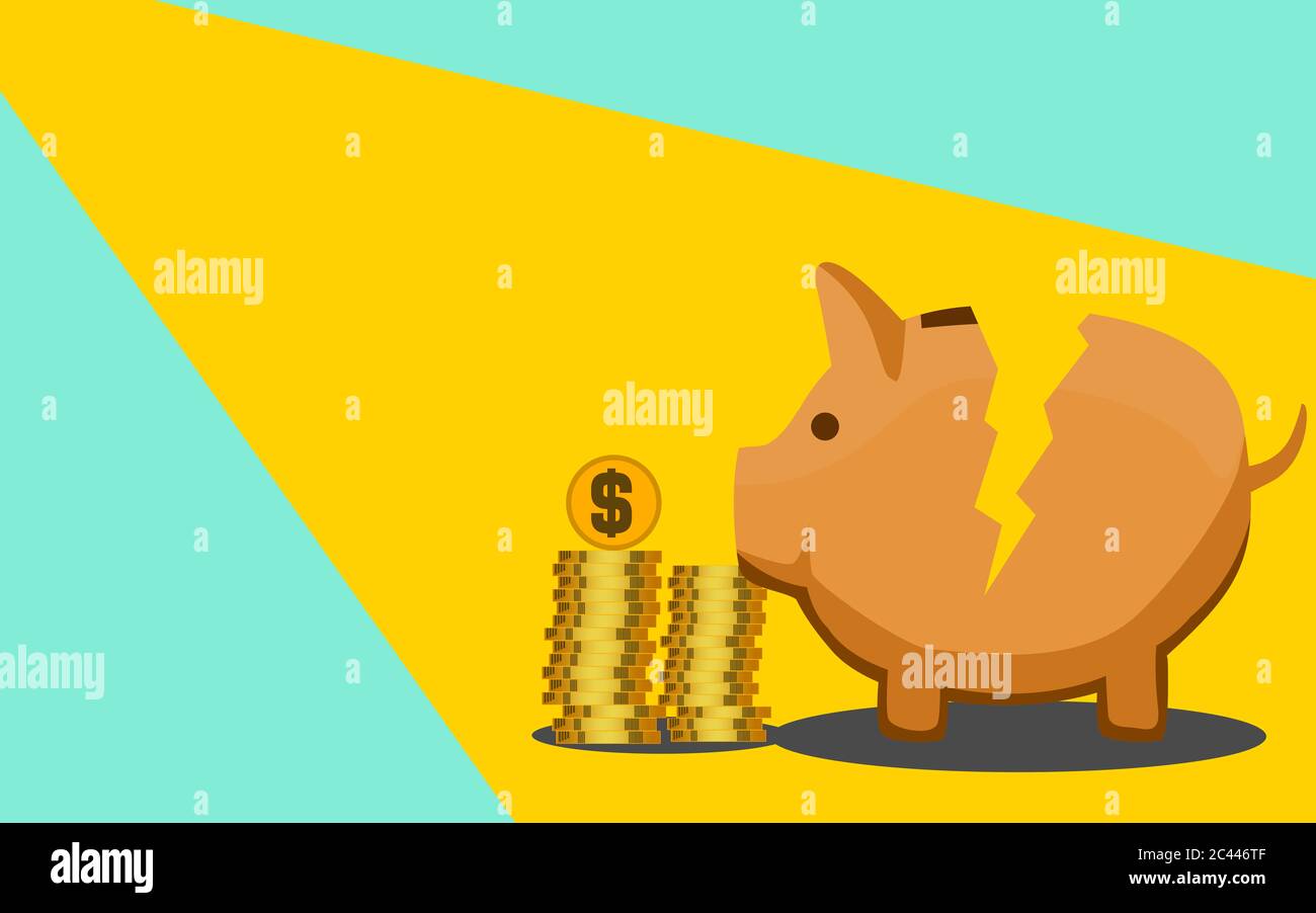 Saving concept with broken piggy bank, 3D rendering Stock Photo - Alamy