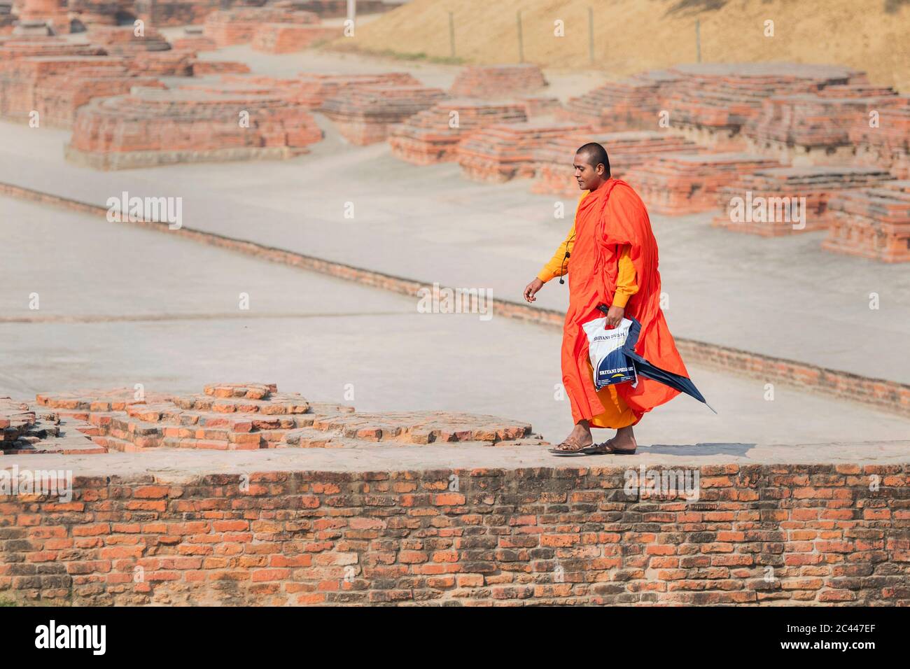 The image of Budhist monks at Sarnath Stupa, Varanasi,  Uttar Pradesh, India, Asia Stock Photo