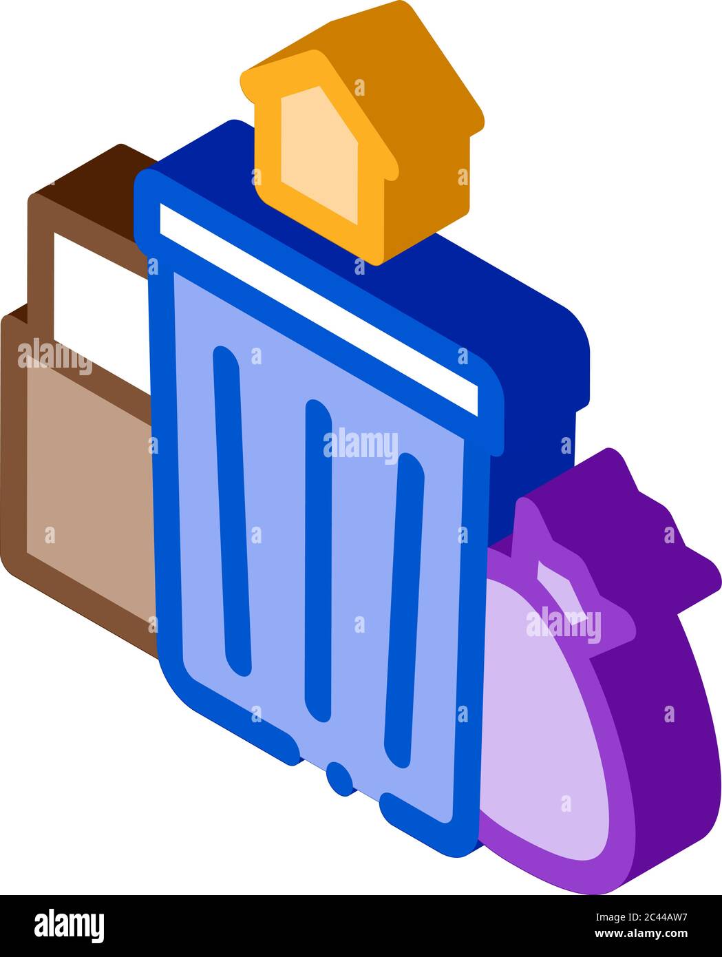 trash can home isometric icon vector illustration Stock Vector Image ...