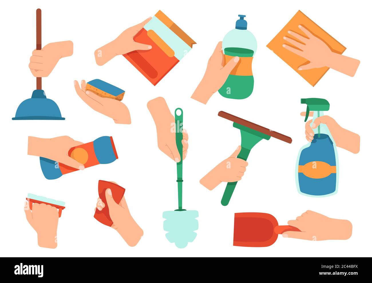 Hands holding detergent. Cleaning disinfection housework supplies in