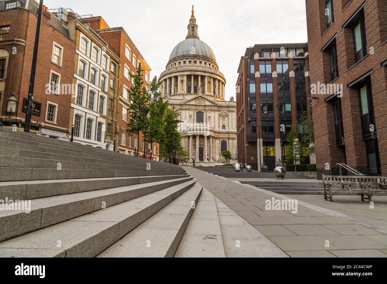 LONDON, UK - 6TH JULY 2016: A view towards St Pauls Cathedral in central London in the morning. Stock Photo