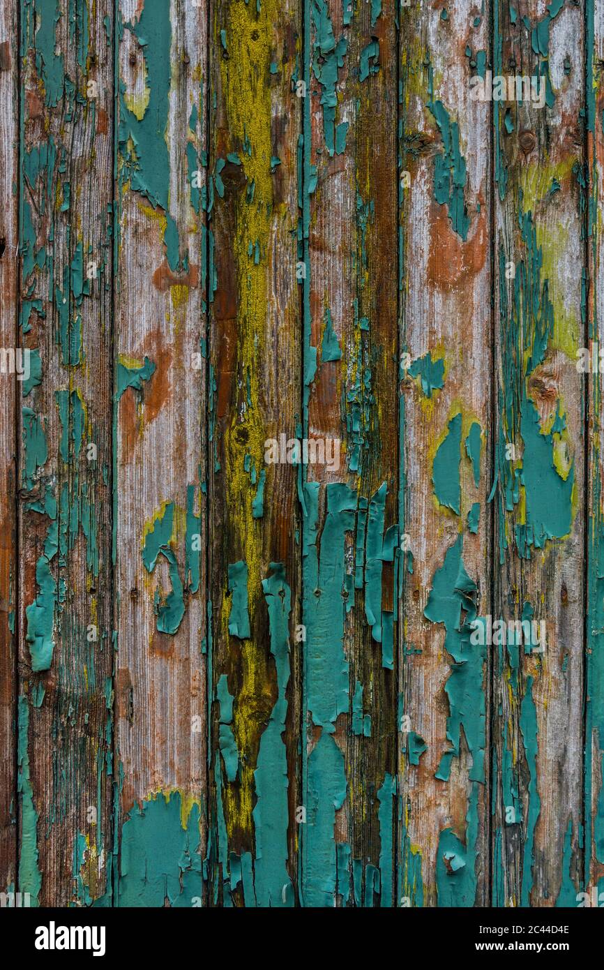 Close-up of old weathered wooden wall Stock Photo