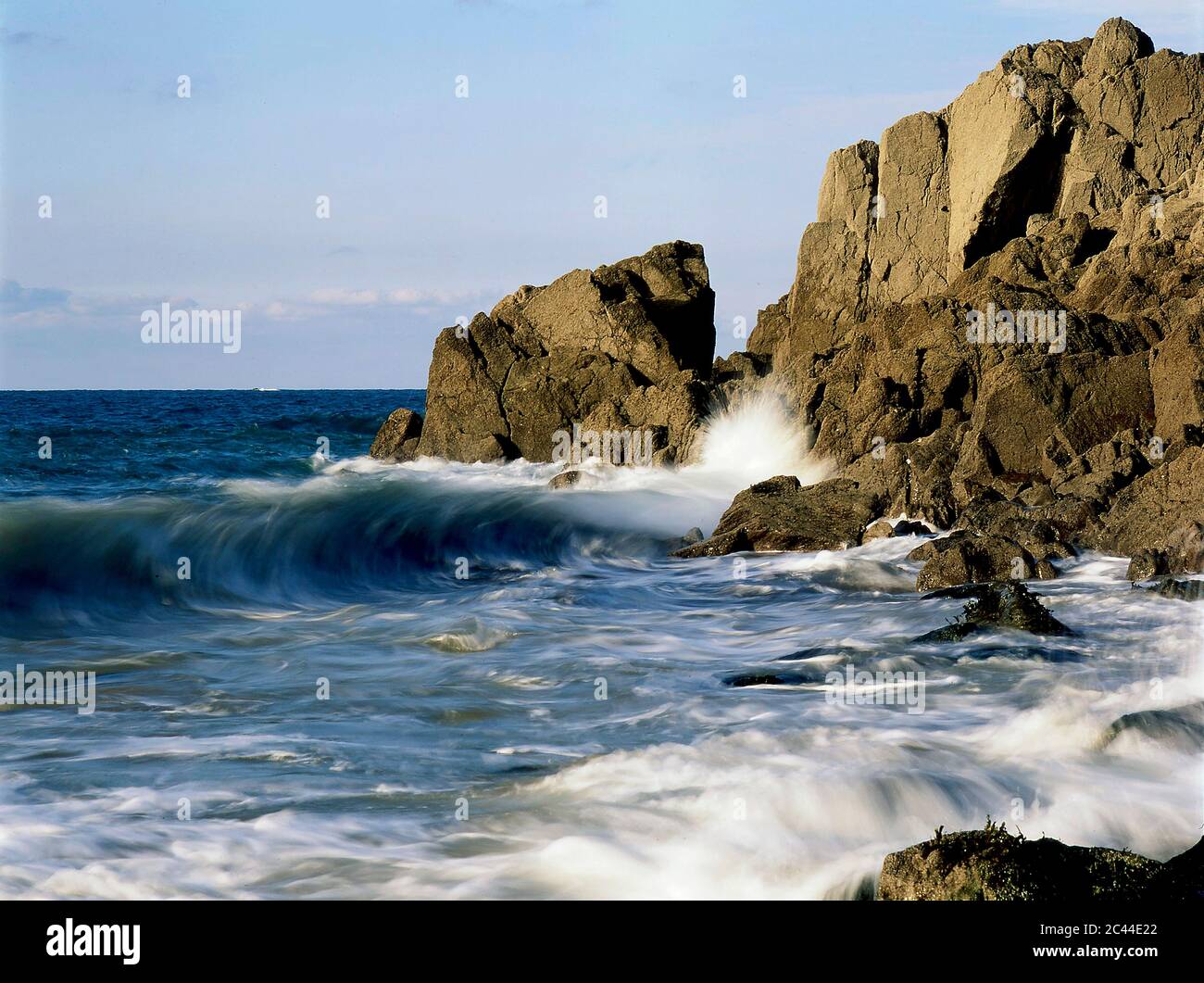 Waves on rocky seashore, Brittany, France Stock Photo - Alamy