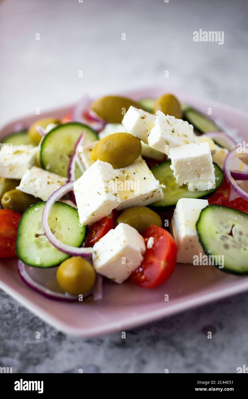 Bowl of readytoeat Greek salad Stock Photo Alamy