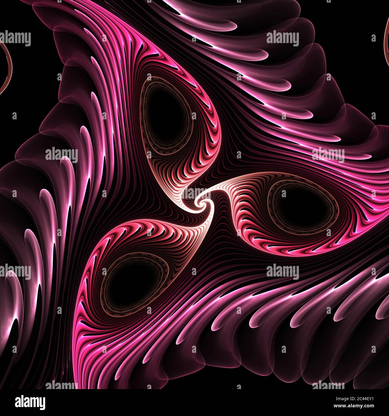 pink and red abstract round curves and lines on dark background Stock ...