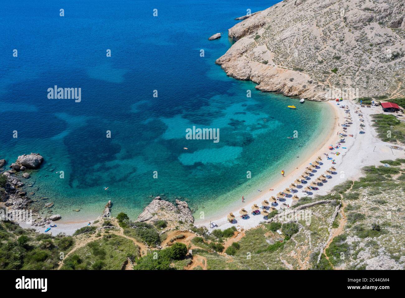 Aerial view of Baska Beach in island Krk Stock Photo