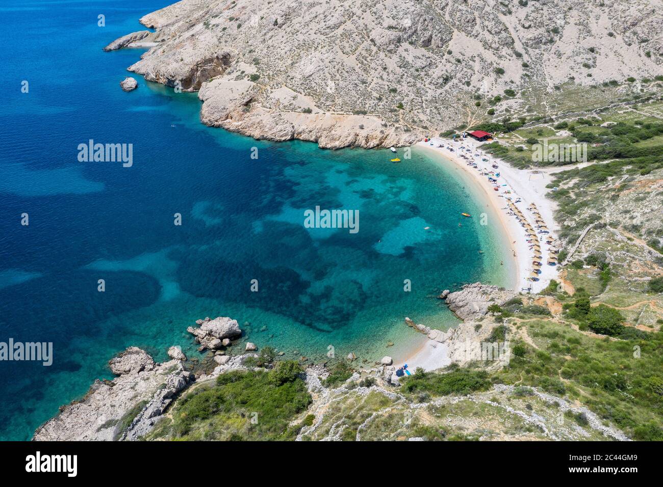 Aerial view of Baska beach in island Krk Stock Photo