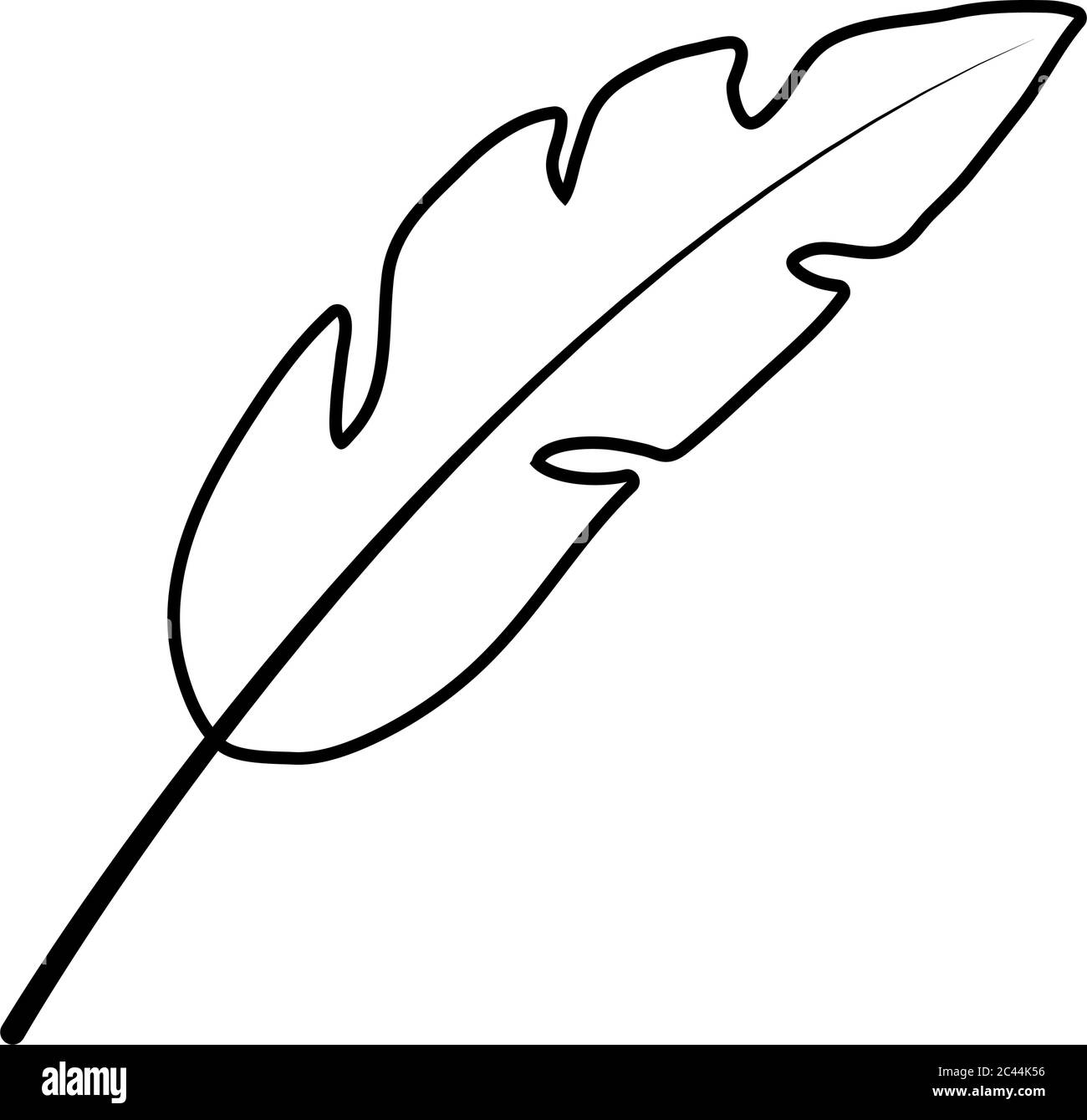 tropical leaf icon over white background, line style, vector ...