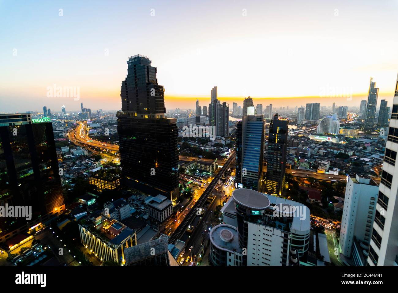 Skyline at dusk, Bangkok, Thailand Stock Photo
