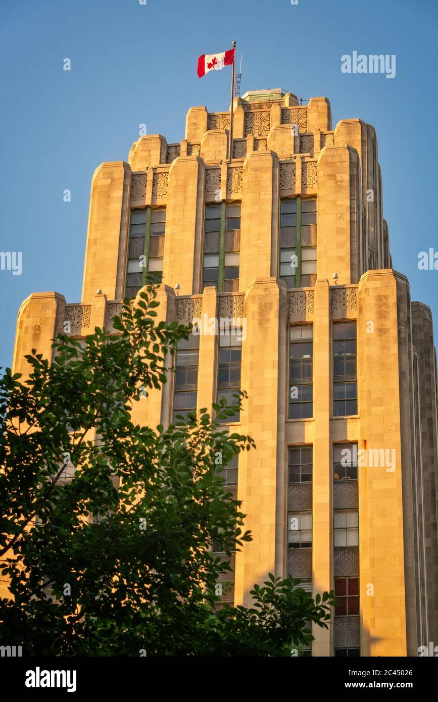 Edifice Aldred, an Art Deco building in the Old Monteal, Quebec, Canada Stock Photo