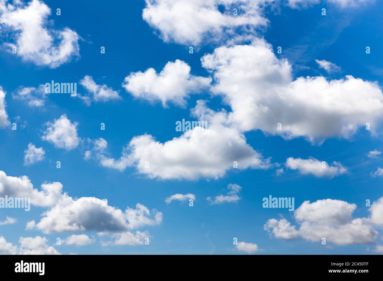 Summer sky. Bright blue sky background with white fluffy clouds Stock ...