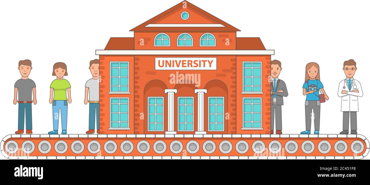 Higher education concept vector illustration in flat linear style Stock ...