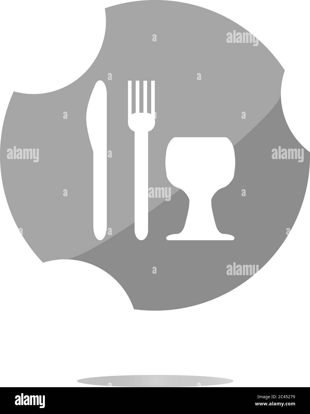 Eat sign icon. Cutlery symbol. Knife, fork and wineglass. Modern UI website button Stock Photo
