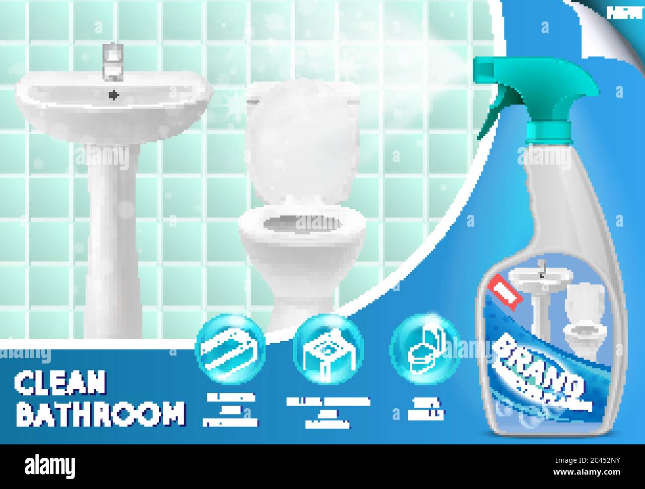 Bathroom cleaner ad vector 3d illustration Stock Vector Image & Art - Alamy