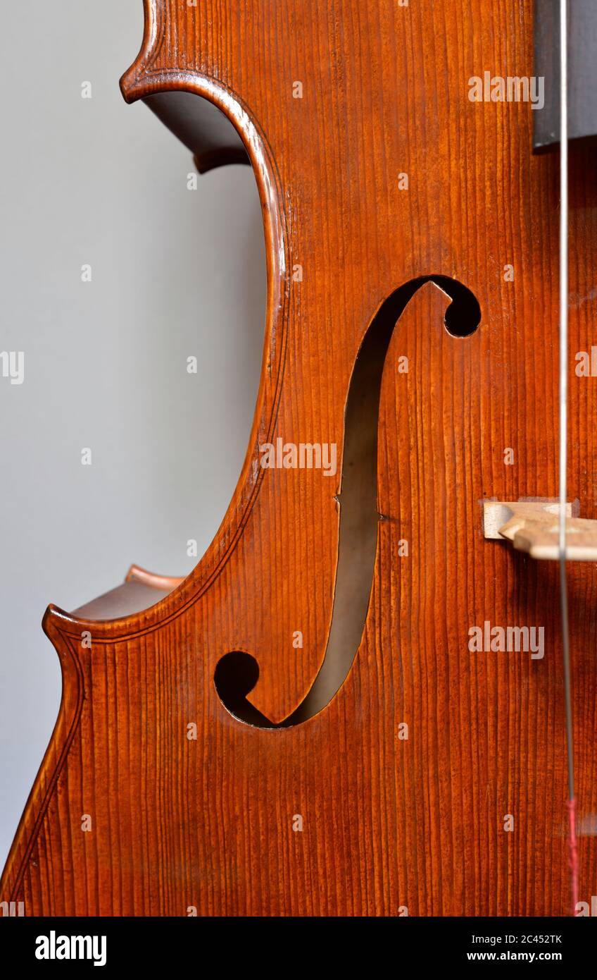 Cello corpus detail handmade instrument from germany Stock Photo