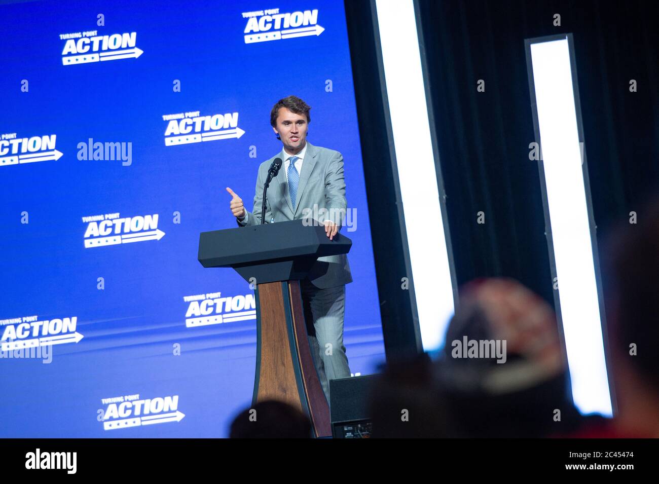 Phoenix AZ, USA. 23rd June, 2020. Charlie Kirk at Turning Point event at Dream City Church in Phoenix, Arizona on June 23, 2020. Stock Photo