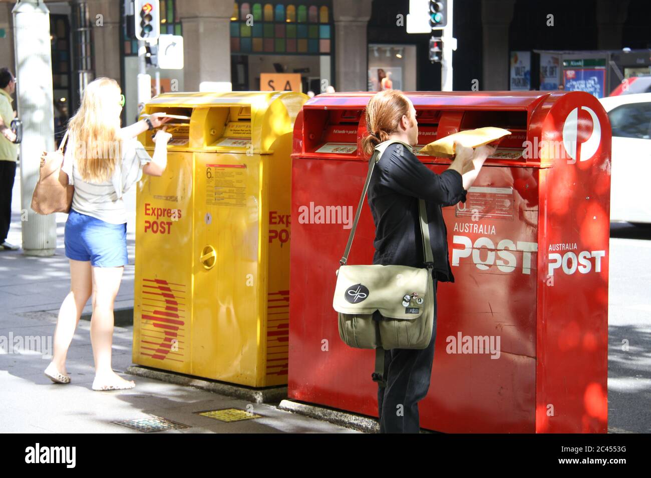 An Australia Post post box outside the QVB post office on Market Street ...