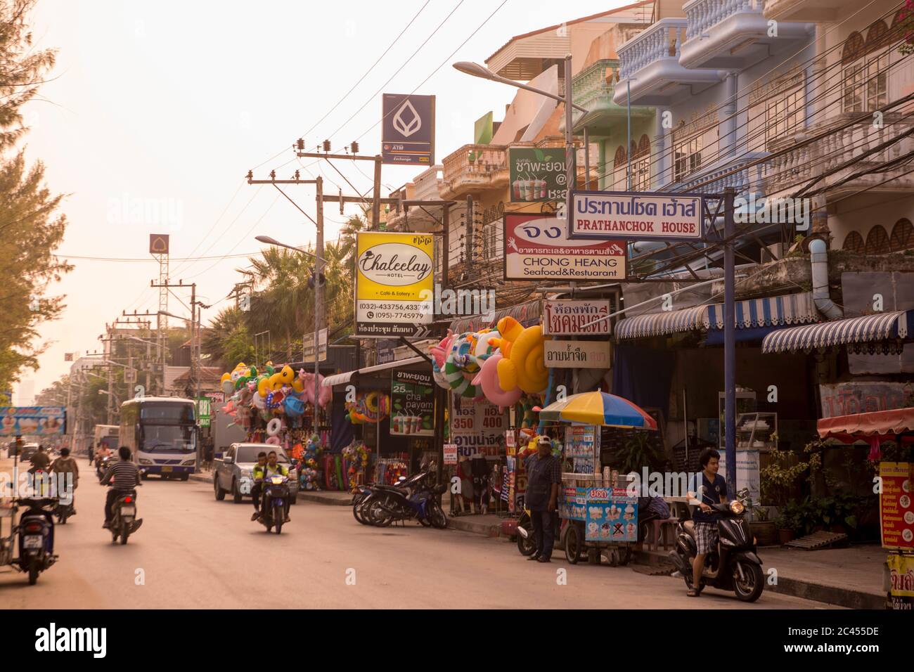 the Beach road in the town of Cha Am in the province of