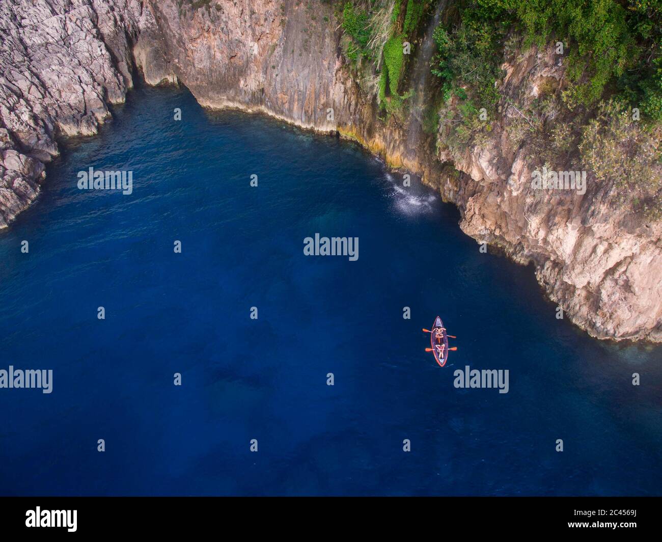 Sea kayak on the cliffs Stock Photo