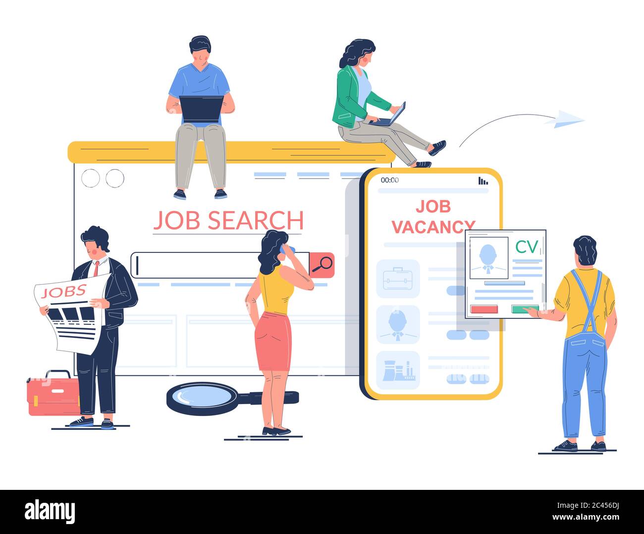 Job search vector concept flat style design illustration Stock Vector