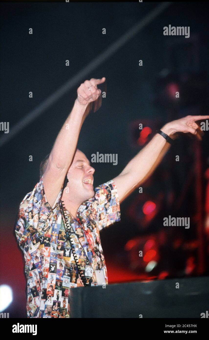 Fatboy Slim performing at Cream‘s Millennium celebrations, Cream 2000, Liverpool, England,United Kingdom. Stock Photo