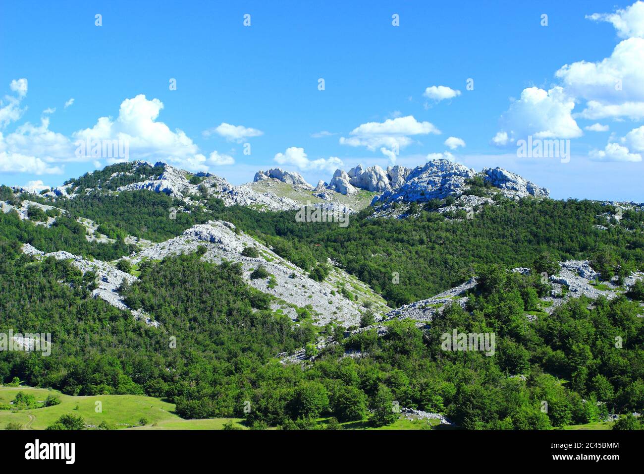 Mountain peaks on Velebit in Croatia, view from Mali Alan saddle to Tulove grede Stock Photo