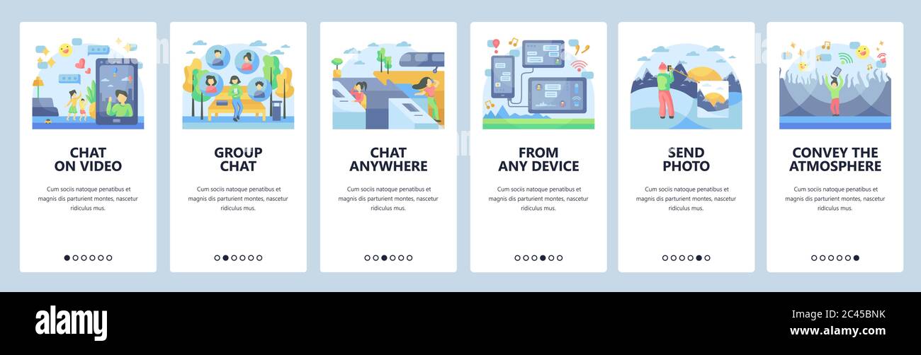 Communication Technology Video Conference Call Chat Messages Stay Connected From Anywhere Mobile App Screens Vector Banner Template For Website Stock Vector Image Art Alamy
