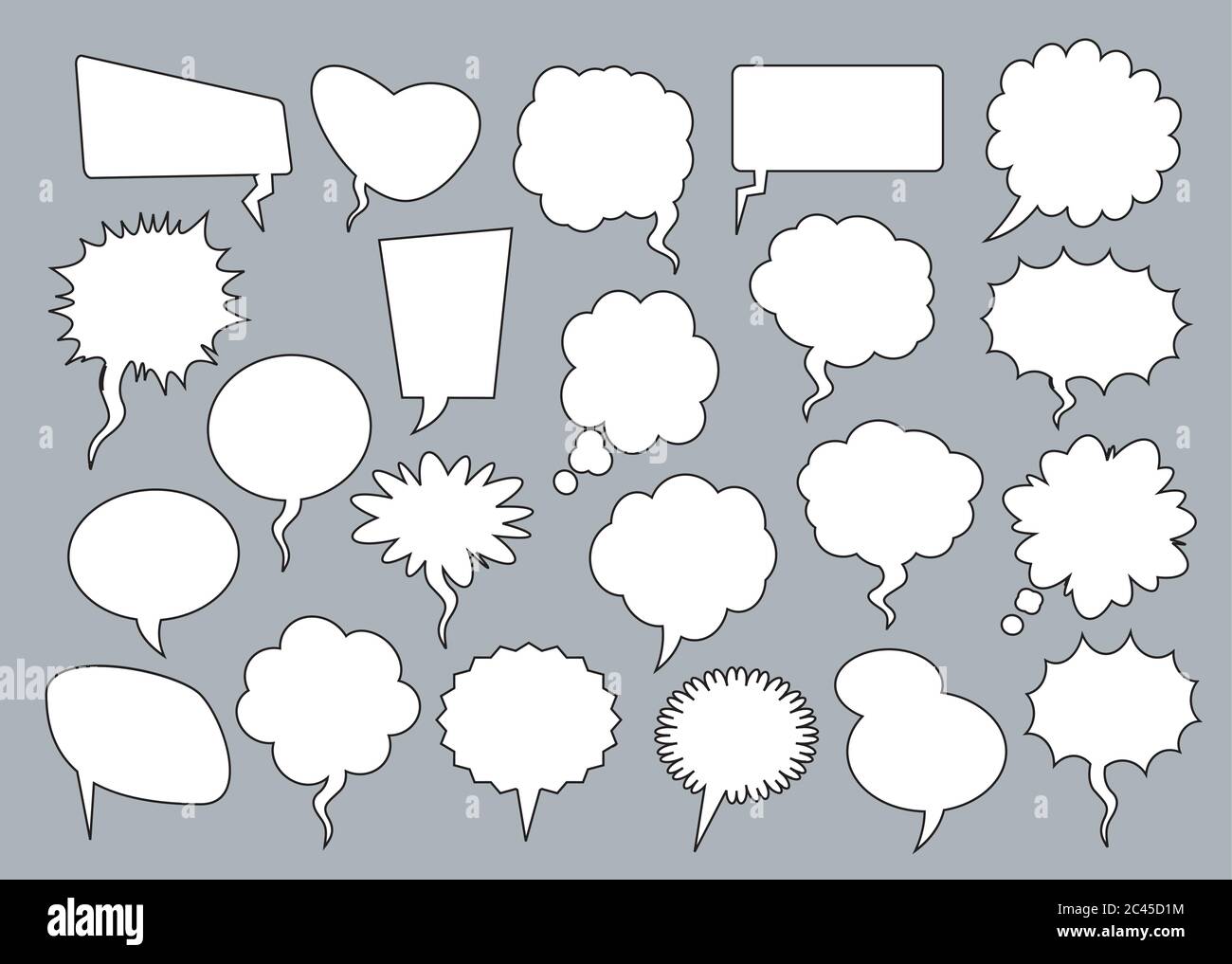 Set of comic speech bubbles with shadow. Vector Illustration and ...