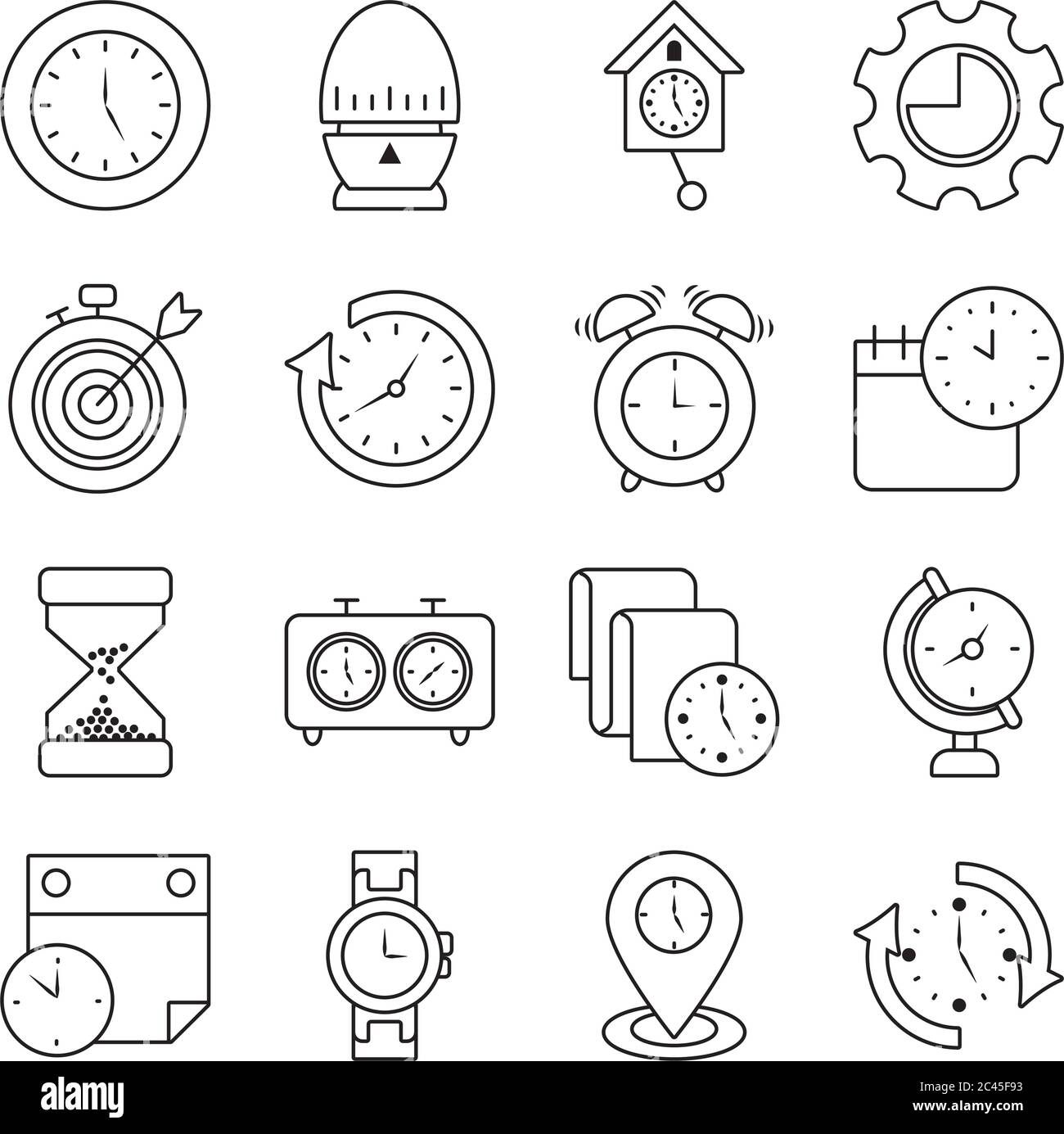 Cùng ngắm nhìn đồng hồ đếm và biểu tượng thời gian trên nền trắng kiểu dáng đường! Sự đơn giản và tinh tế của nó sẽ khiến bạn say mê. Hãy tưởng tượng bạn sẽ có một chiếc đồng hồ đẹp và chính xác như vậy trên bàn làm việc của mình, nó sẽ mang đến sự hiện đại cho không gian làm việc của bạn.
