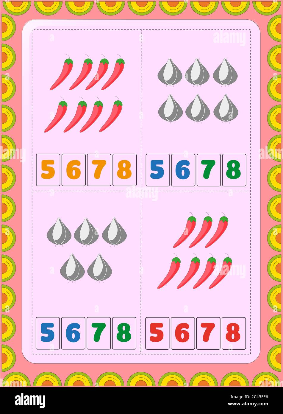 Preschool toddler math with chili and garlic design Stock Vector Image ...