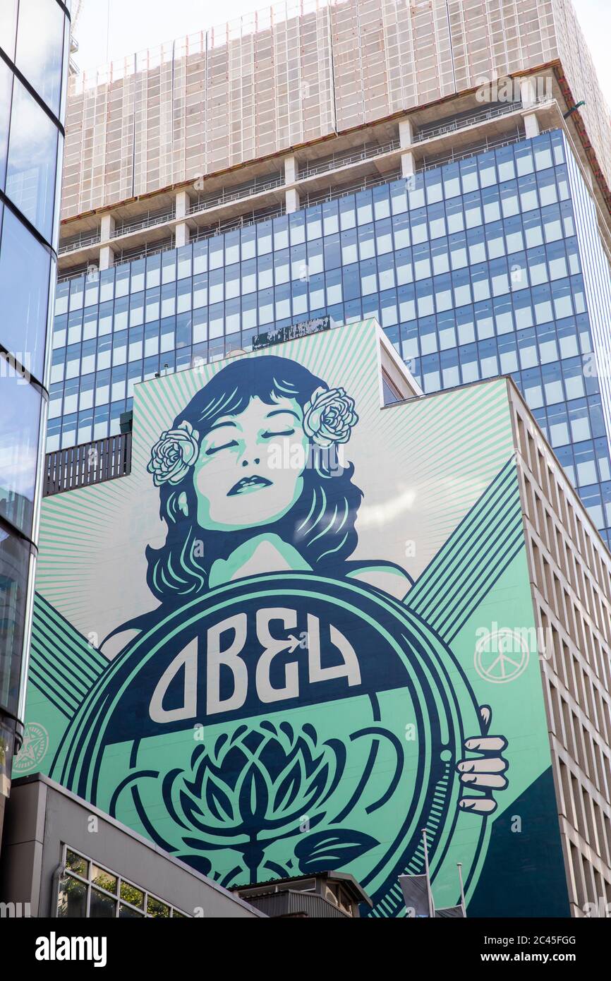 Shepard Fairey obey peace mural in Sydney city centre,NSW,Australia Stock Photo
