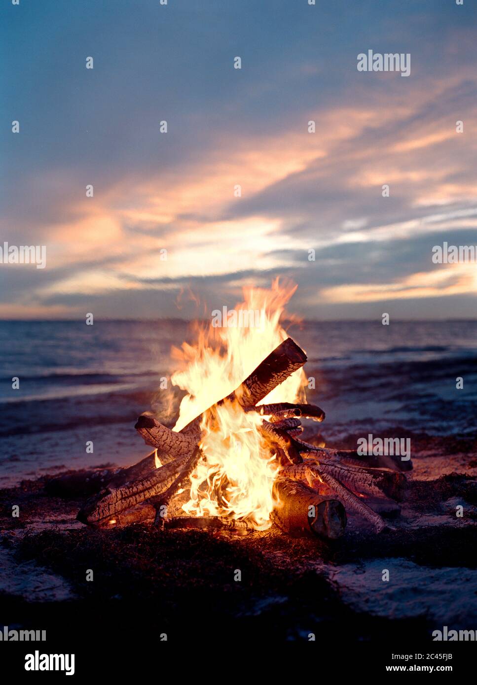 Campfire on the beach Stock Photo Alamy