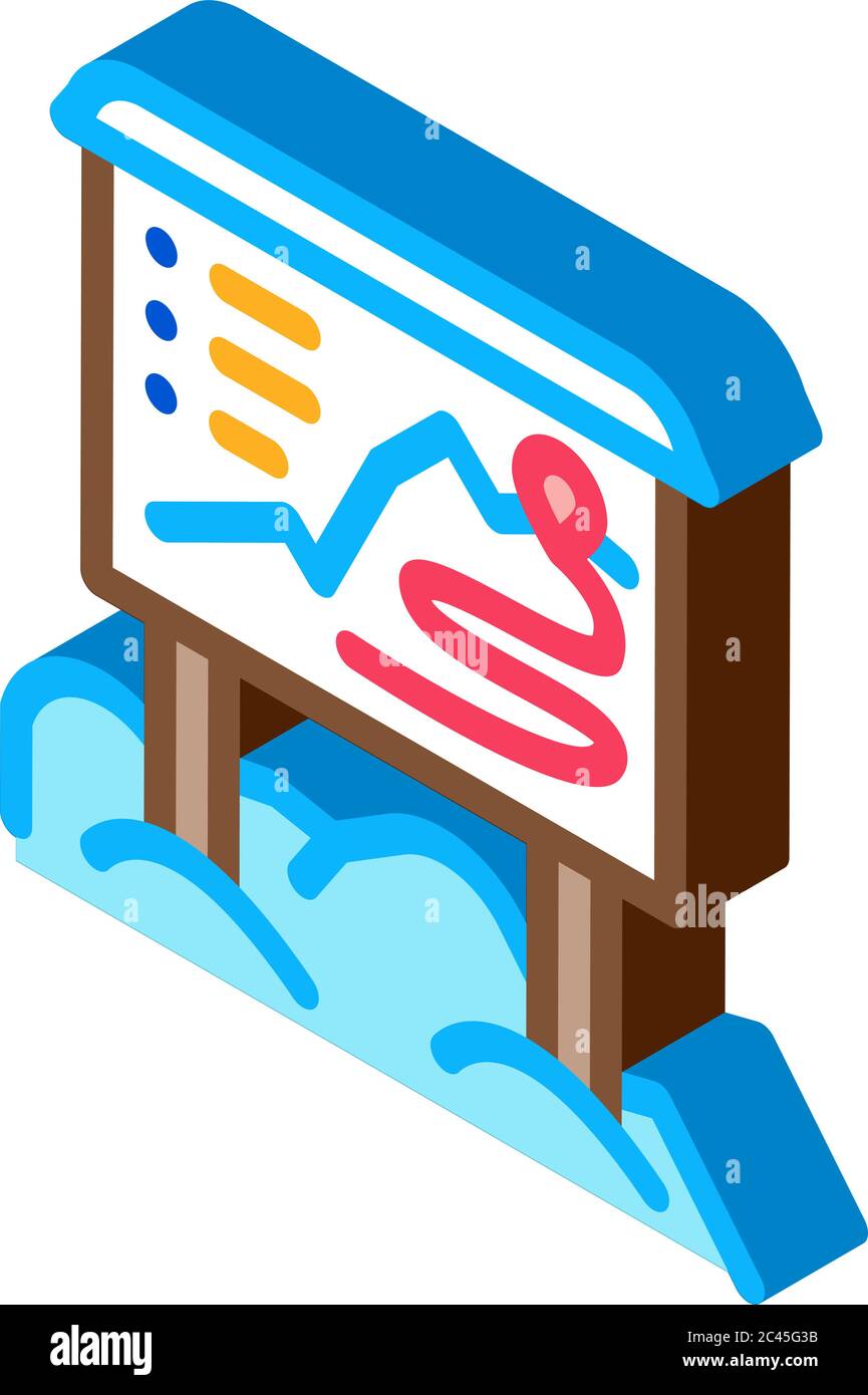 ski resort direction map isometric icon vector illustration Stock Vector