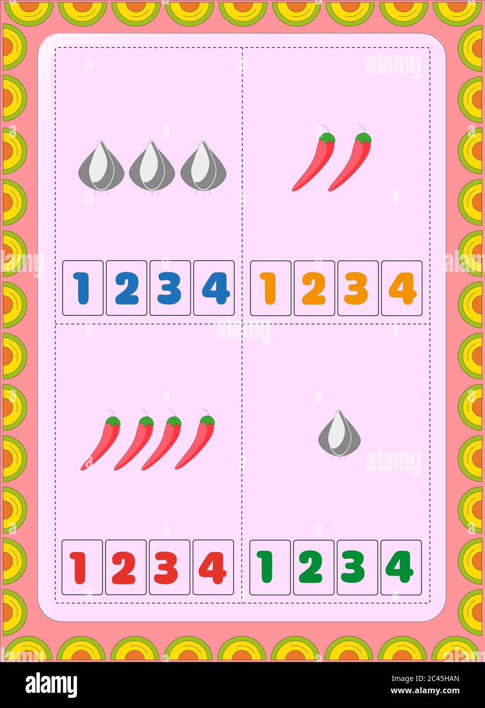 Preschool toddler math with chili and garlic design Stock Vector Image ...