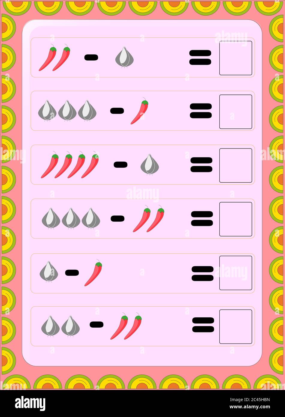 Preschool toddler math with chili and garlic design Stock Vector Image ...