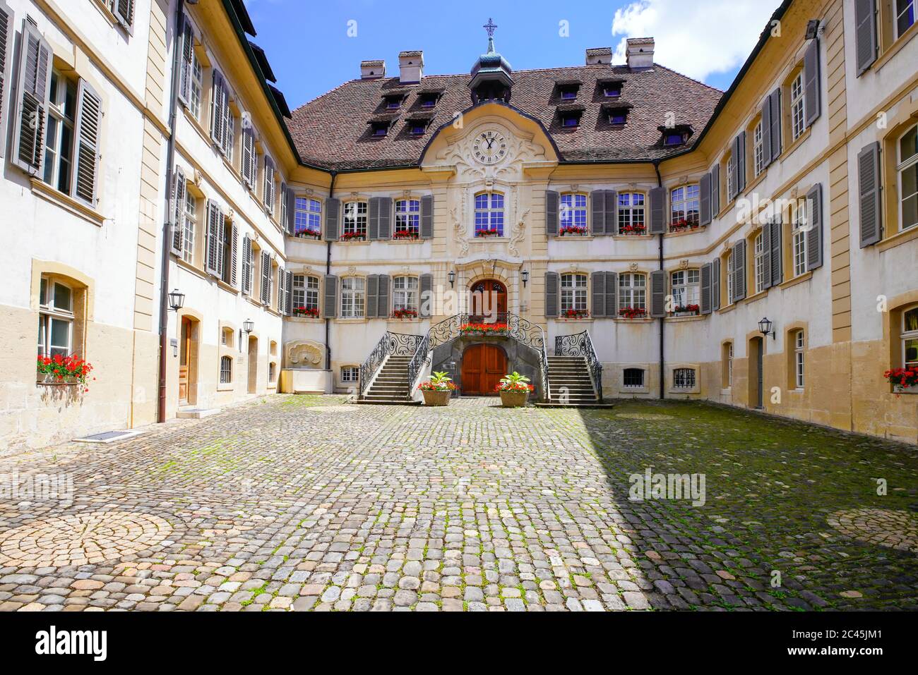 Hotel-Dieu (hospital) build 1761, now a museum and library, Porrentruy, canton Jura, Switzerland. Stock Photo