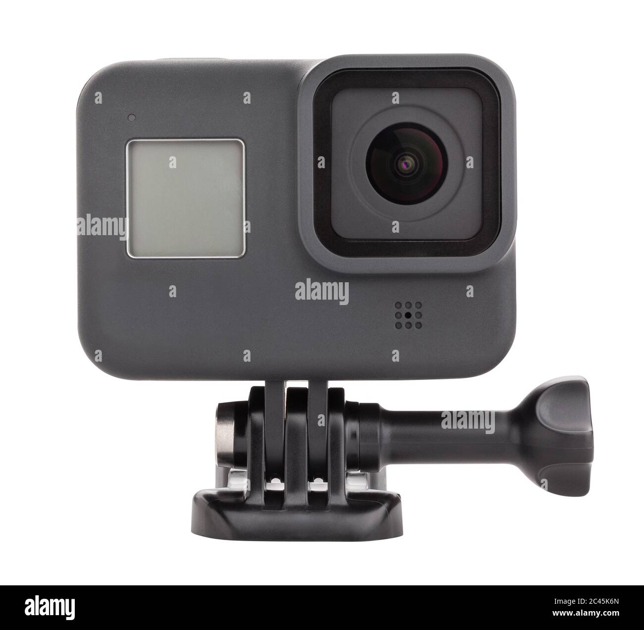 action camera on mounting path isolated on white Stock Photo
