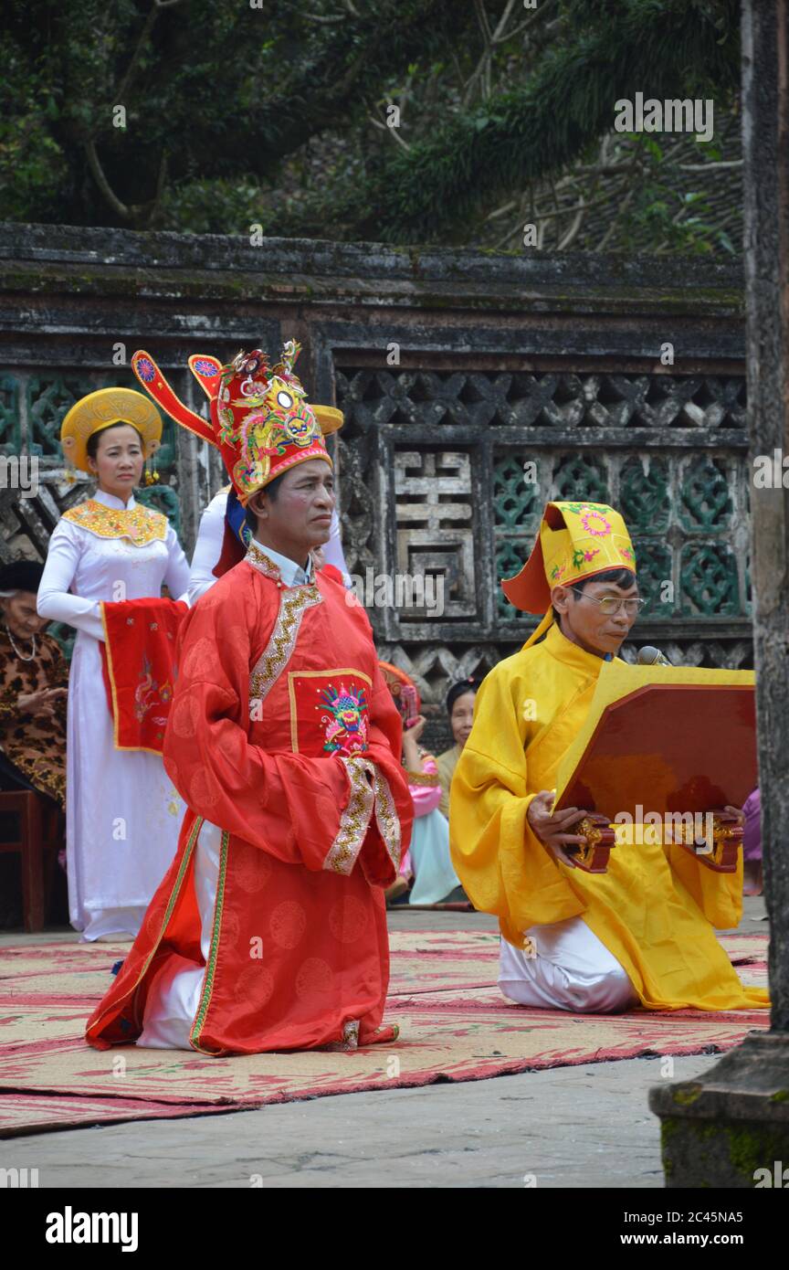 Khan vahn day and local costume, Vietnam Stock Photo