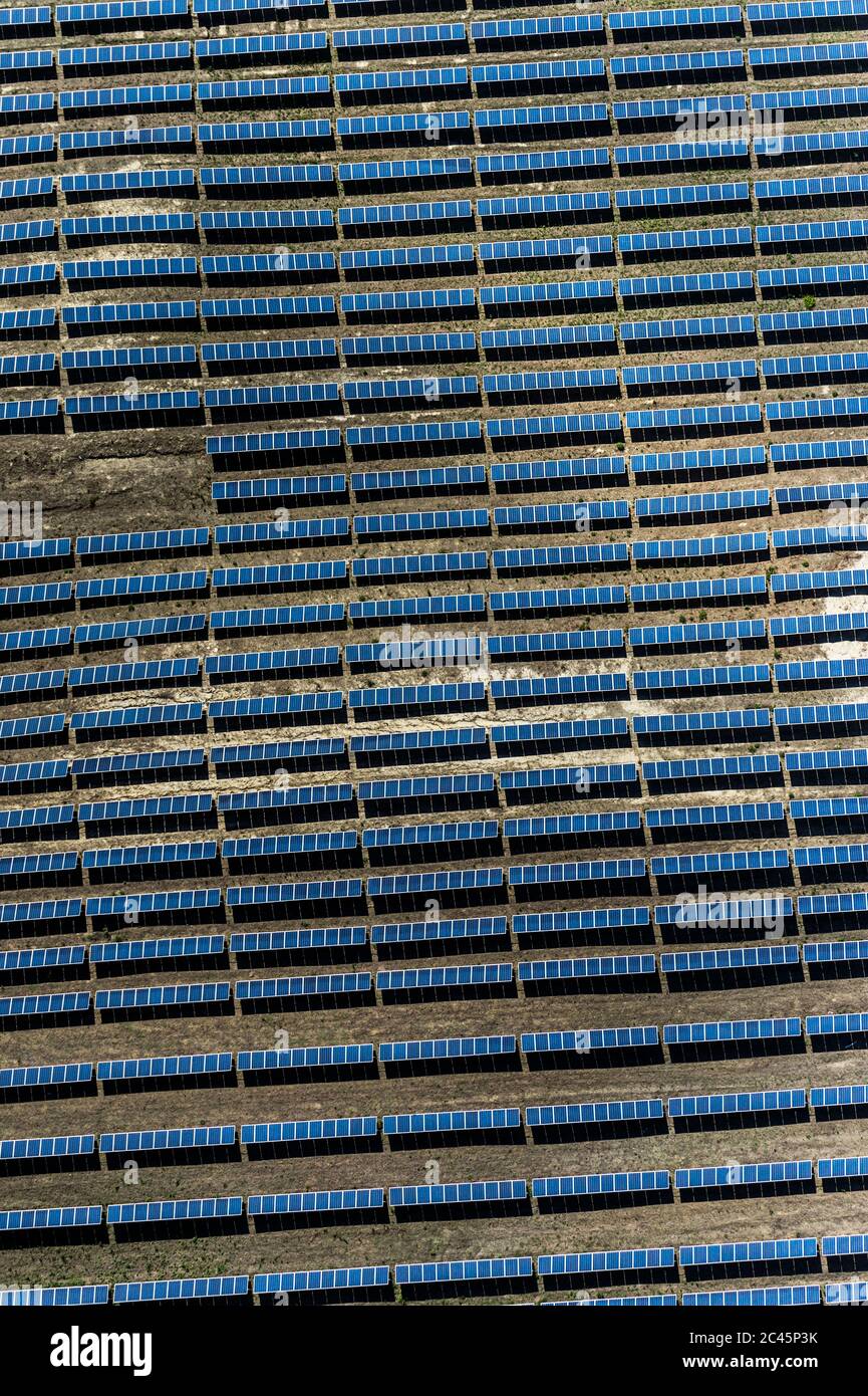 Aerial view of a solar field in Calabria, Italy Stock Photo