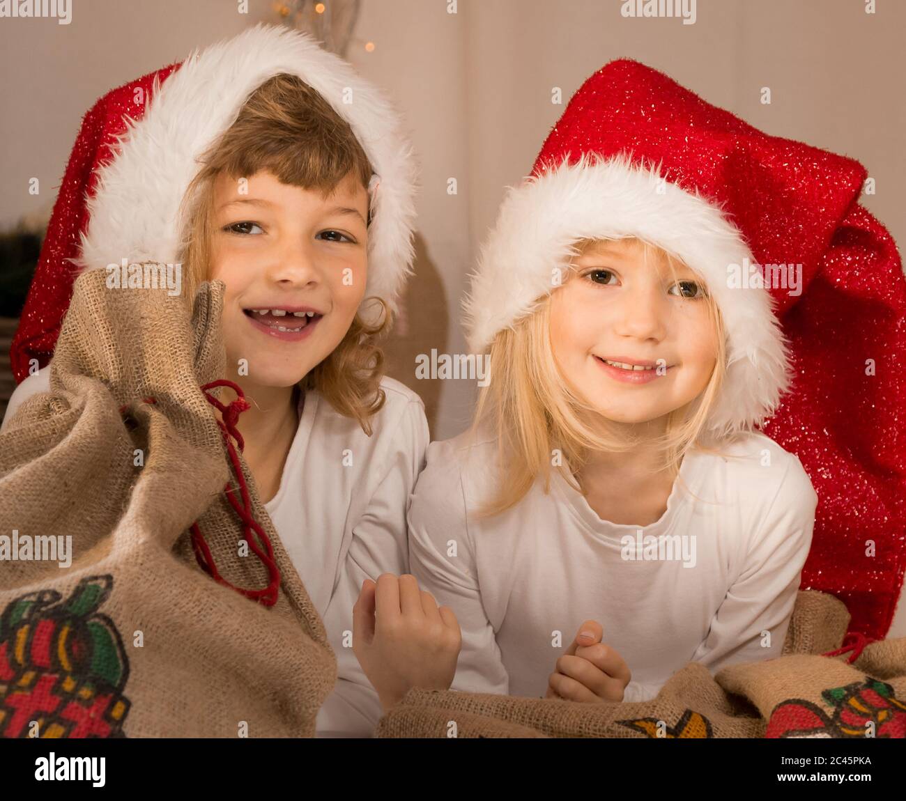 Happy Christmas elves Stock Photo