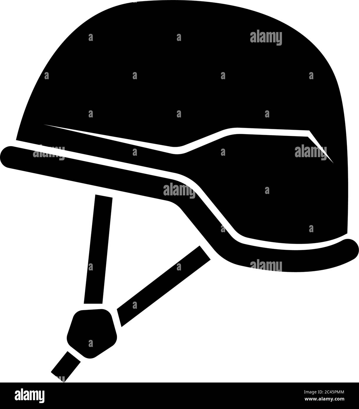 Soldier Helmet, Army Armor, Military Uniform. Flat Vector Icon illustration. Simple black symbol on white background. Soldier Helmet, Army Armor sign Stock Vector